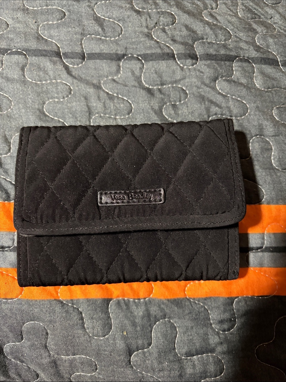 Vera Bradley Quilted Black Tri-Fold Card & Key Holder